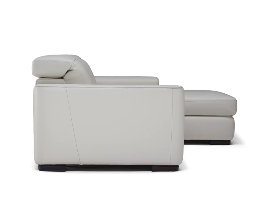 Zijkant Zetel Diesis 2828 met longchair en relax leder beige Natuzzi Italia
