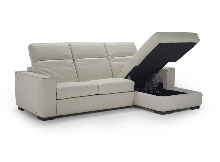 Opbergvak Zetelbed Diesis 2828 met longchair leder beige Natuzzi Italia