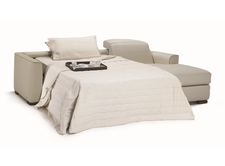 Matras open Zetelbed Diesis 2828 met longchair leder beige Natuzzi Italia