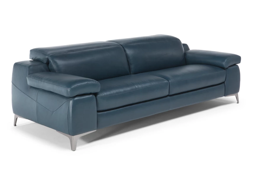 Zijkant Salon canapé Duca 3-zit leder blauw Natuzzi Italia