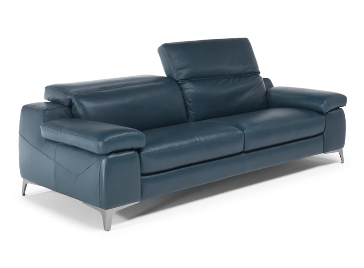 Hoofdsteun recht Salon canapé Duca 3-zit leder blauw Natuzzi Italia