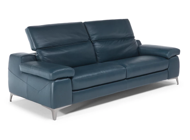 Verstelbare hoofdsteunen Salon canapé Duca 3-zit leder blauw Natuzzi Italia