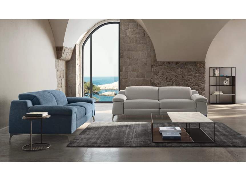 Sfeerfoto Salon canapé Duca 3-zit stof blauw Natuzzi Italia