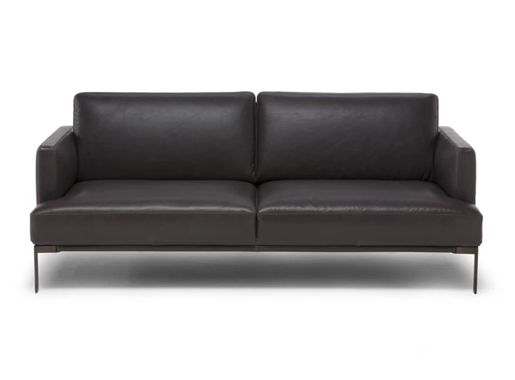 Front Zetel 3-zit Estro 3042 leder zwart Natuzzi Italia