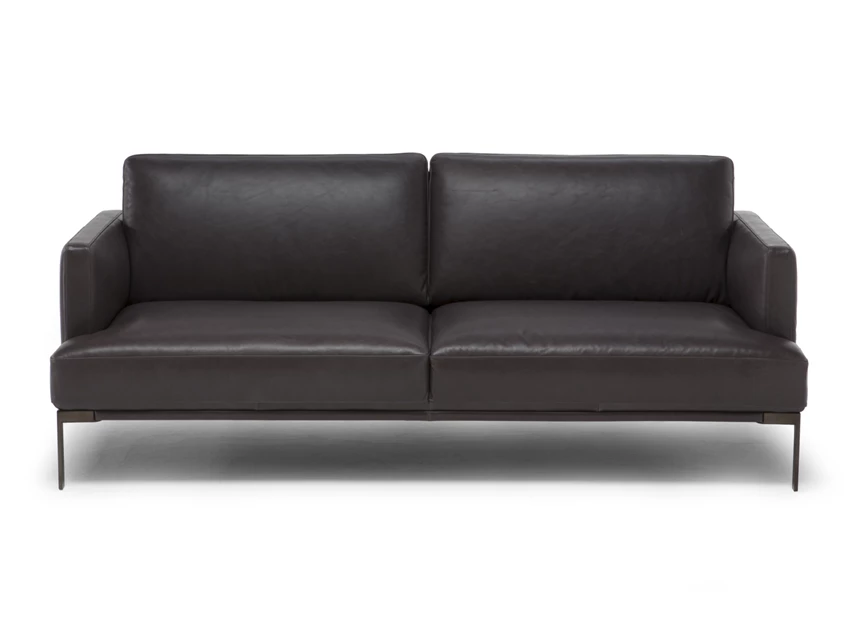 Front Zetel 3-zit Estro 3042 leder zwart Natuzzi Italia