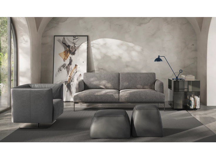 Sfeerfoto Zetel 3-zit Estro 3042 stof grijs Natuzzi Italia