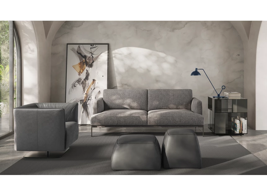 Sfeerfoto Zetel 3-zit Estro 3042 stof grijs Natuzzi Italia