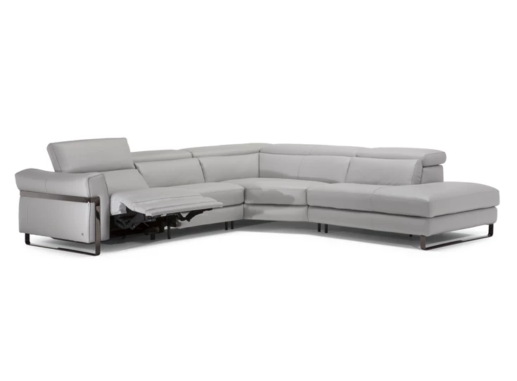 Elektrische relax Hoekzetel Fidelio 2907 open eiland leder grijs Natuzzi Italia