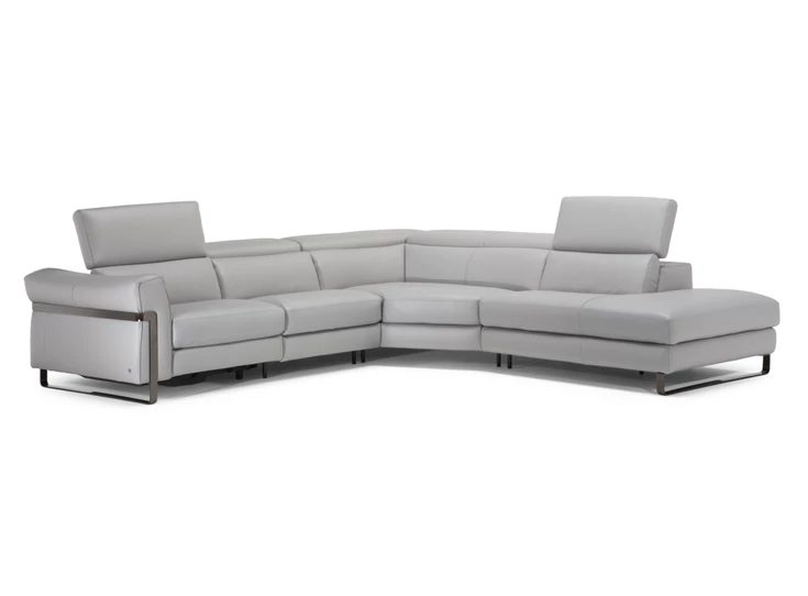 Hoofdsteunen recht Hoekzetel Fidelio 2907 open eiland leder grijs Natuzzi Italia