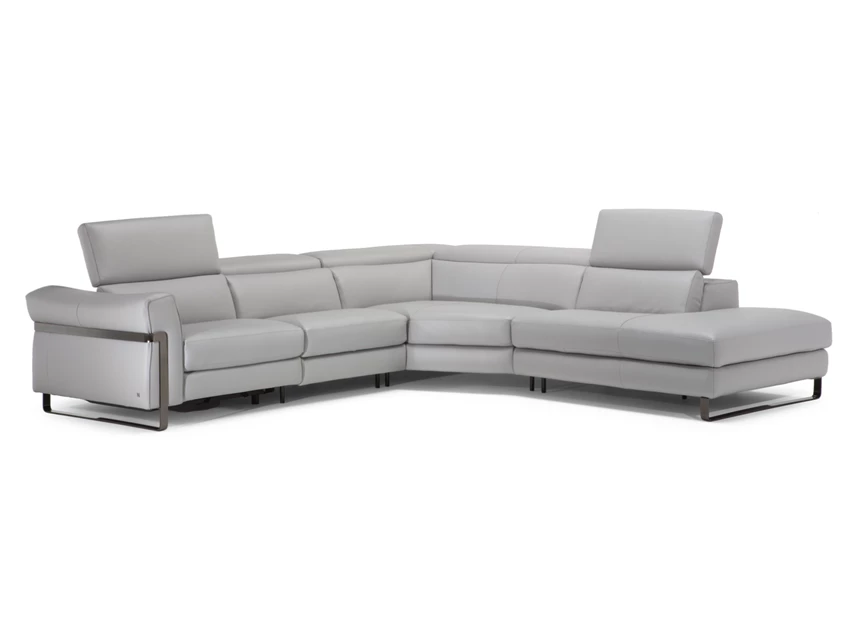 Hoofdsteunen recht Hoekzetel Fidelio 2907 open eiland leder grijs Natuzzi Italia