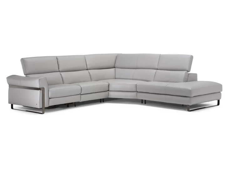 Verstelbare hoofdsteunen Hoekzetel Fidelio 2907 open eiland leder grijs Natuzzi Italia