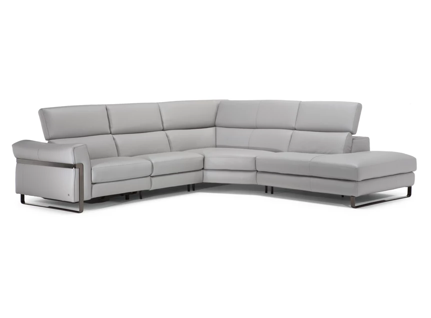 Verstelbare hoofdsteunen Hoekzetel Fidelio 2907 open eiland leder grijs Natuzzi Italia