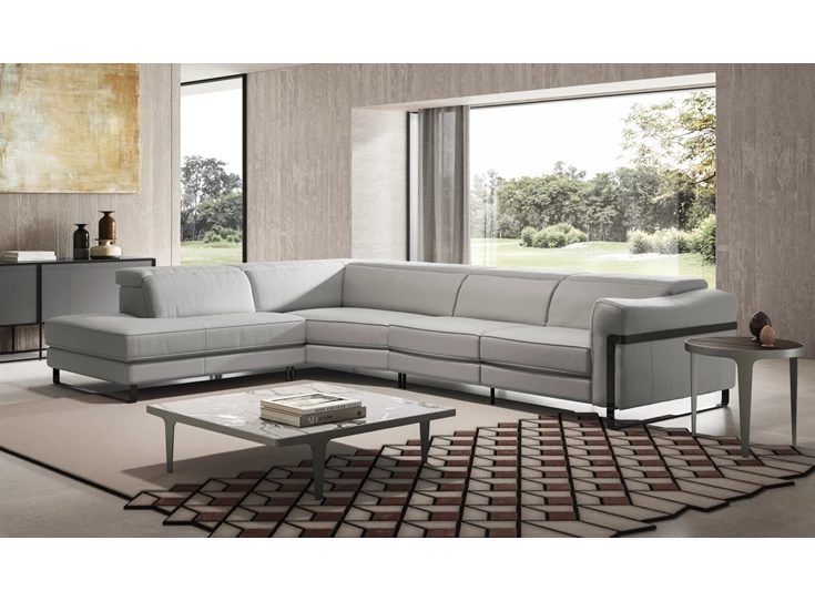 Sfeerfoto Hoekzetel Fidelio 2907 open eiland leder grijs Natuzzi Italia