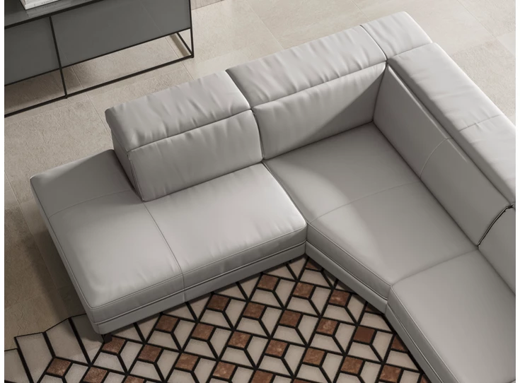 Detail hoekelement Hoekzetel Fidelio 2907 open eiland leder grijs Natuzzi Italia