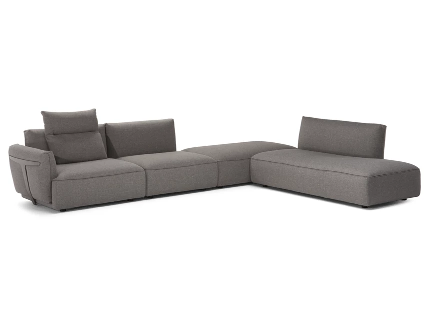 Met rugkussen Hoekzetel Herman 2981 stof grijs Natuzzi Italia