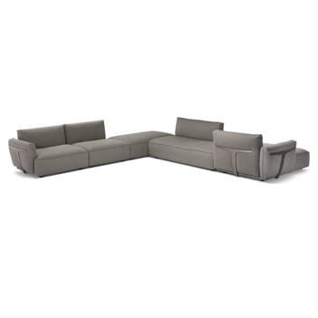 Hoeksalon met longchair Herman 2981 stof grijs Natuzzi Italia