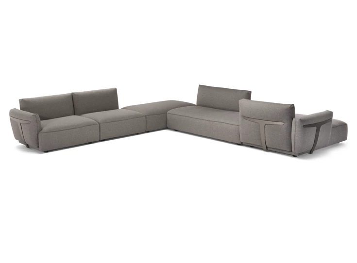 Hoeksalon met longchair Herman 2981 stof grijs Natuzzi Italia