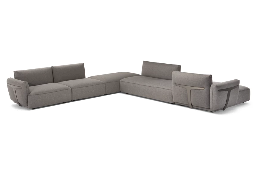 Hoeksalon met longchair Herman 2981 stof grijs Natuzzi Italia