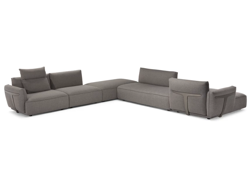 Met rugkussen Hoeksalon met longchair Herman 2981 stof grijs Natuzzi Italia
