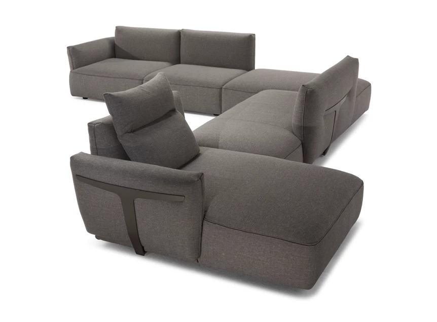 Zijde met rugkussen Hoeksalon met longchair Herman 2981 stof grijs Natuzzi Italia