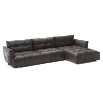 Zetel Herman V981 met longchair leder bruin Natuzzi Italia