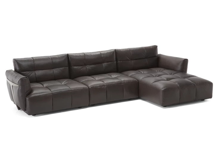 Zetel Herman V981 met longchair leder bruin Natuzzi Italia