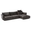 Met kussens Zetel Herman V981 met longchair leder bruin Natuzzi Italia