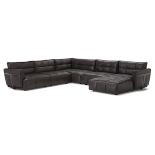 Hoeksalon Herman met longchair V981 leder bruin Natuzzi Italia