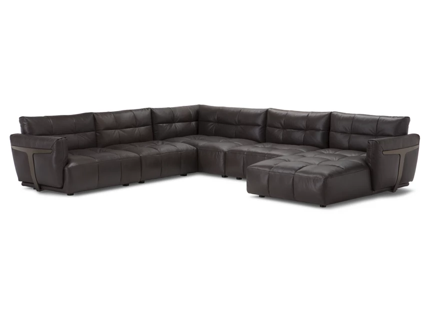 Hoeksalon Herman met longchair V981 leder bruin Natuzzi Italia