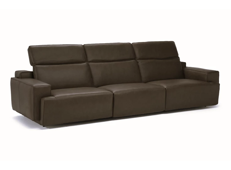 Verstelbare hoofdsteunen Grote canapé 3-zit Iago 2954 leder antraciet Natuzzi Italia