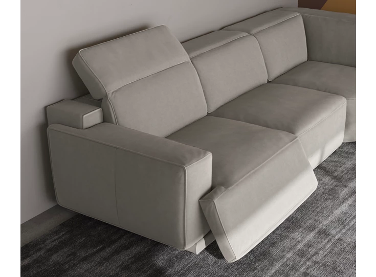 Detail relax zero wall Hoeksalon Iago 2954 stof grijs Natuzzi Italia