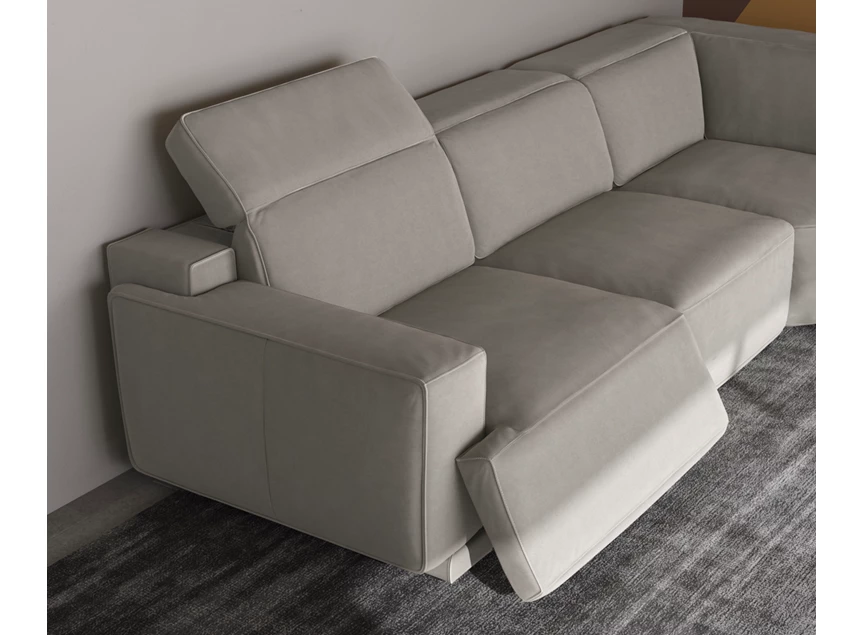 Detail relax zero wall Hoeksalon Iago 2954 stof grijs Natuzzi Italia