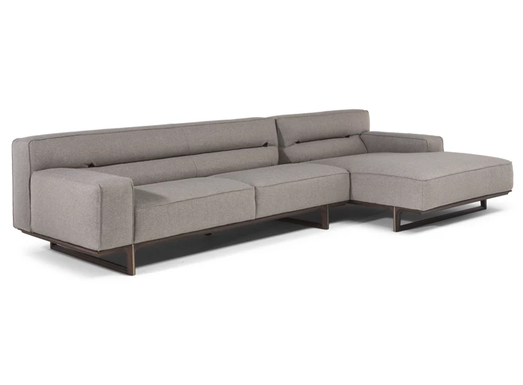 Zijkant Zetel met longchair Kendo 3032 stof grijs Natuzzi Italia