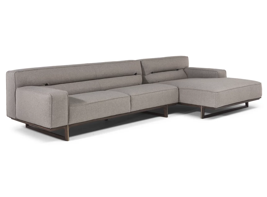 Zijkant Zetel met longchair Kendo 3032 stof grijs Natuzzi Italia