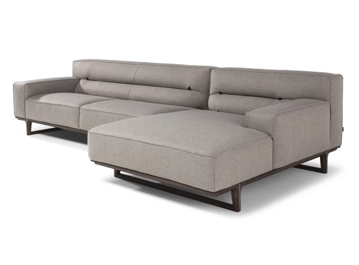 Ligelement Zetel met longchair Kendo 3032 stof grijs Natuzzi Italia