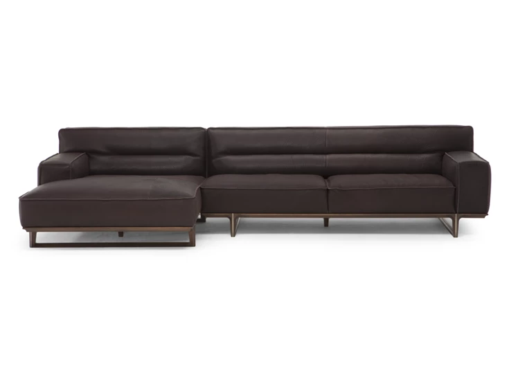 Zetel met longchair Kendo 3032 leder donkerbruin Natuzzi Italia