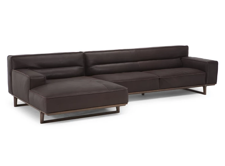 Zijkant Zetel met longchair Kendo 3032 leder donkerbruin Natuzzi Italia
