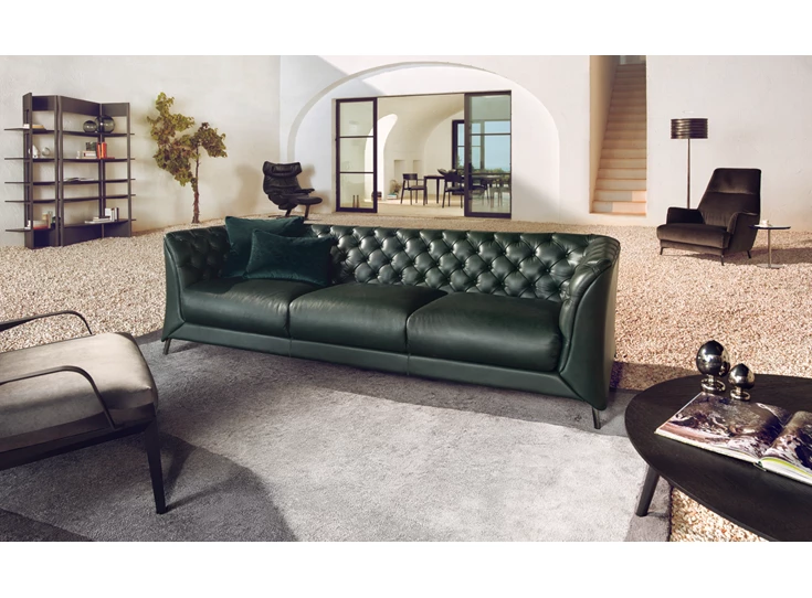 Sfeerfoto Canapé grote 3-zit La Scala 3000 leder donkergroen Natuzzi Italia