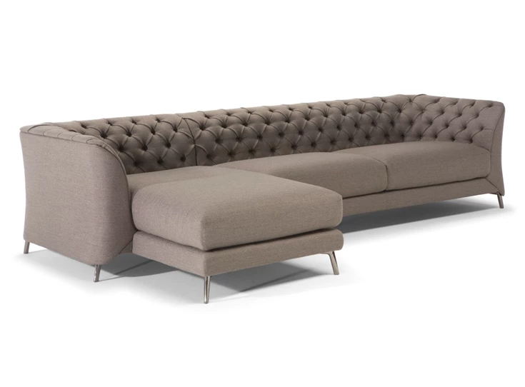 Zetel met longchair La Scala 3000 stof grijs Natuzzi Italia