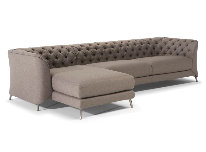 Zetel met longchair La Scala 3000 stof grijs Natuzzi Italia