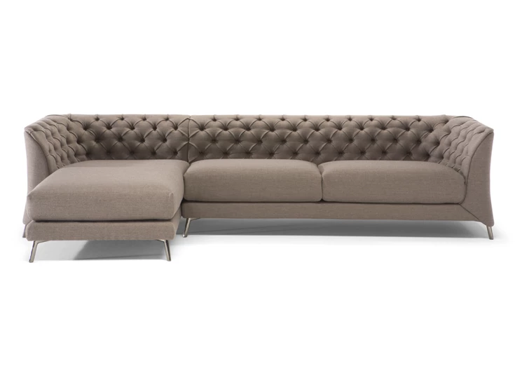 Front Zetel met longchair La Scala 3000 stof grijs Natuzzi Italia