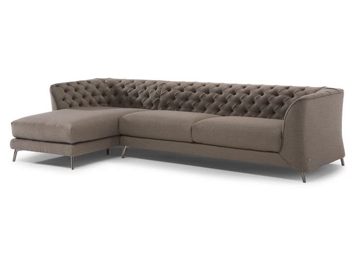 Zijkant Zetel met longchair La Scala 3000 stof grijs Natuzzi Italia