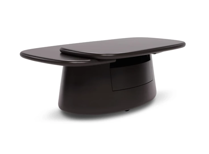 Zijkant Salontafel Mindful Q083 matte lak chocolate Natuzzi Italia