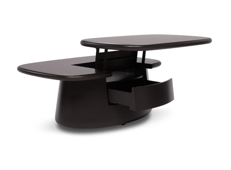 Verstelbaar blad Salontafel Mindful Q083 matte lak chocolate Natuzzi Italia