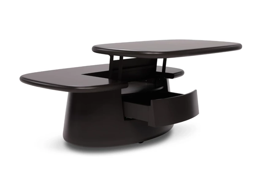 Verstelbaar blad Salontafel Mindful Q083 matte lak chocolate Natuzzi Italia