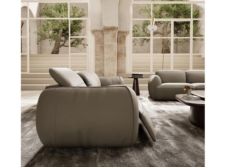 Relaxsysteem Grote canapé 3-zit Mindful 3289 relaxen leder zand Natuzzi Italia