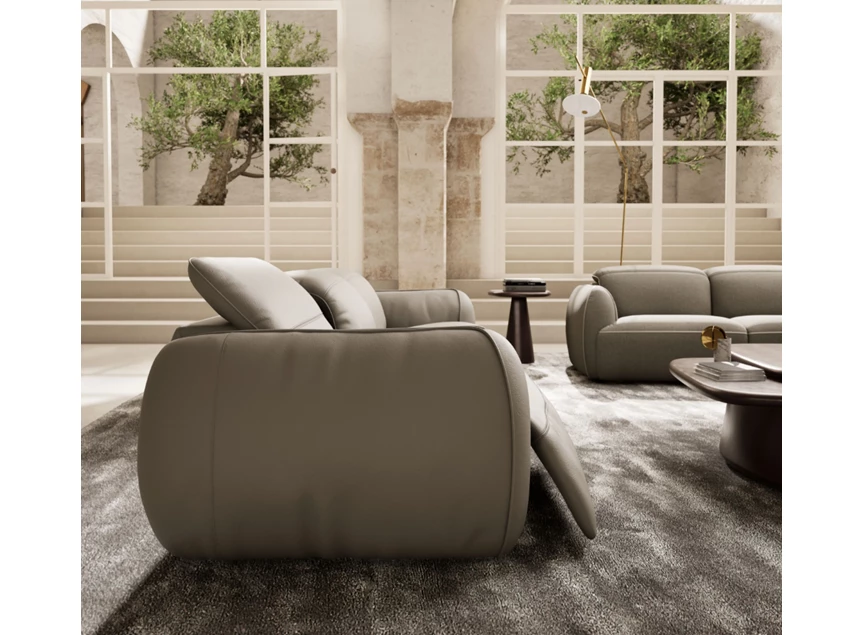 Relaxsysteem Grote canapé 3-zit Mindful 3289 relaxen leder zand Natuzzi Italia