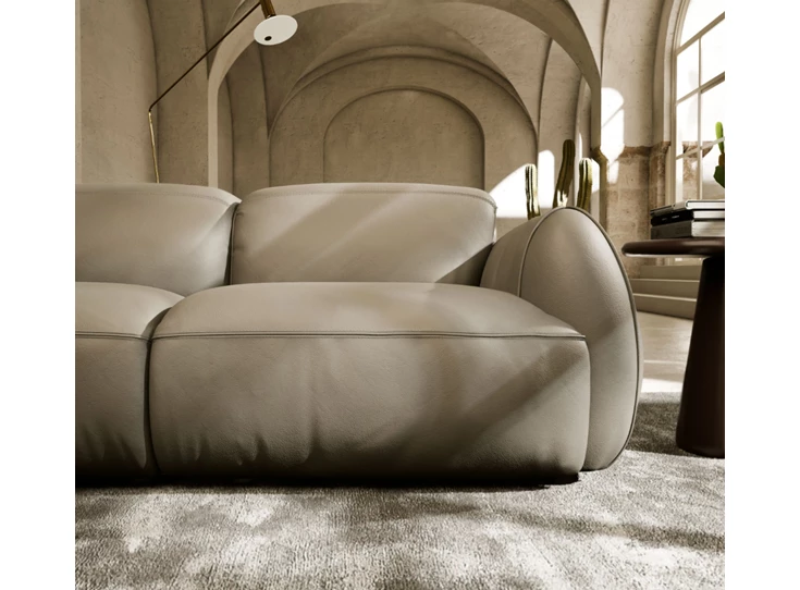 Front Grote canapé 3-zit Mindful 3289 relaxen leder zand Natuzzi Italia