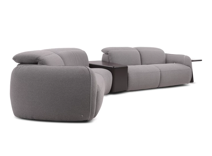 Zijkant Salon Mindful 3289 met bijzettafels stof grijs Natuzzi Italia