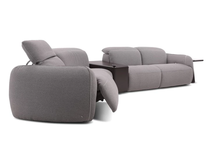 Elektrische relax Salon Mindful 3289 met bijzettafels stof grijs Natuzzi Italia
